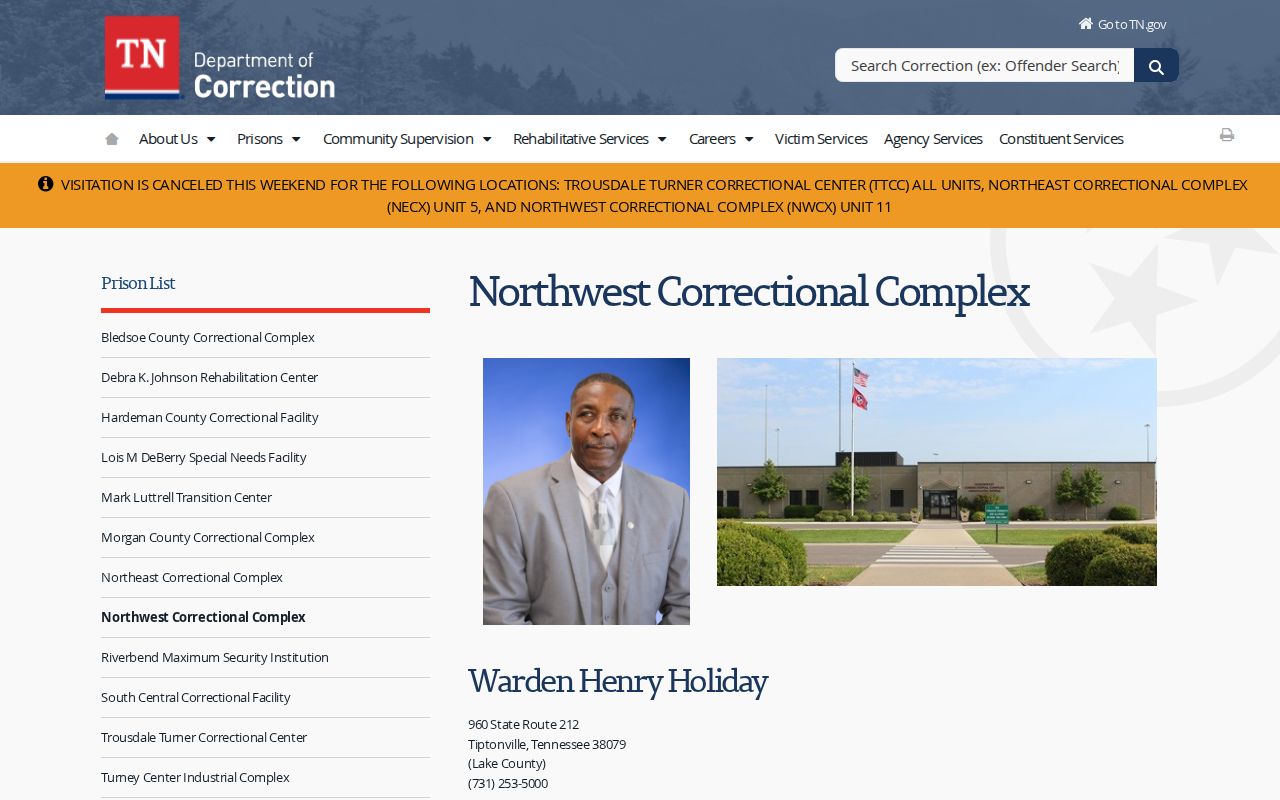 Northwest Correctional Complex Lake County custody records