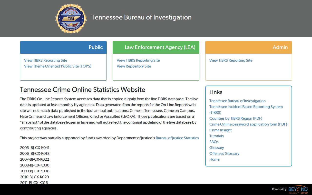 TBI CrimeInsight Lake County criminal record statistics